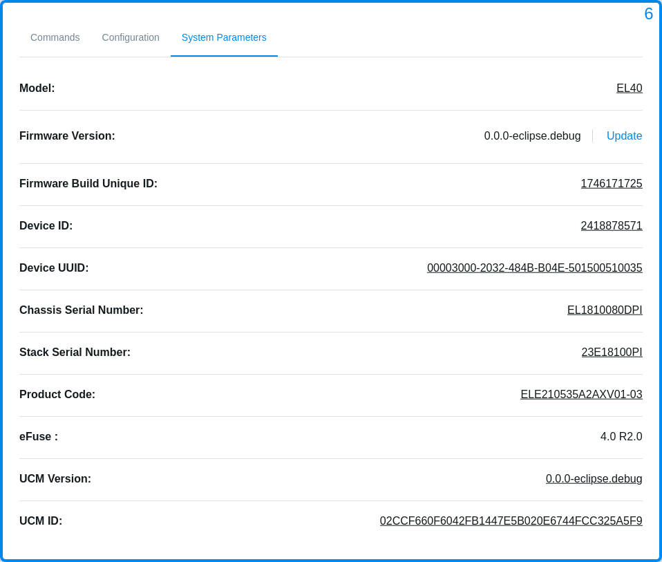 WEB GUI - System Parameters